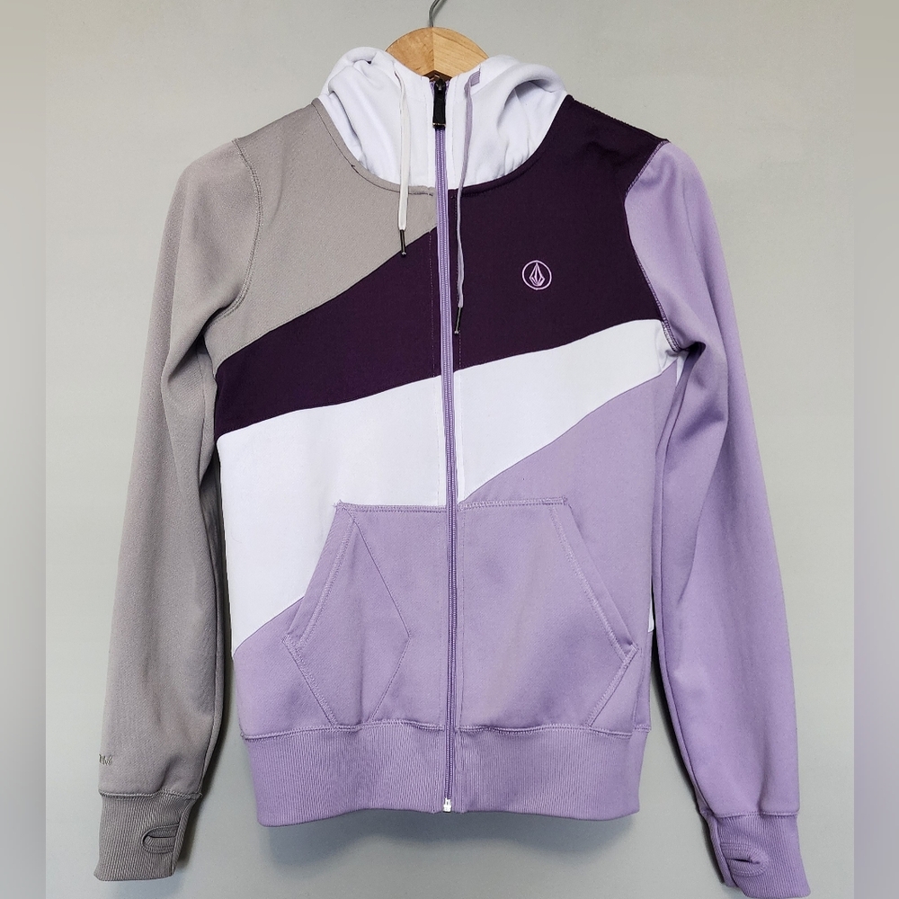 Volcom Women's Purple and Gray Zipped up hoodie Jacket size S